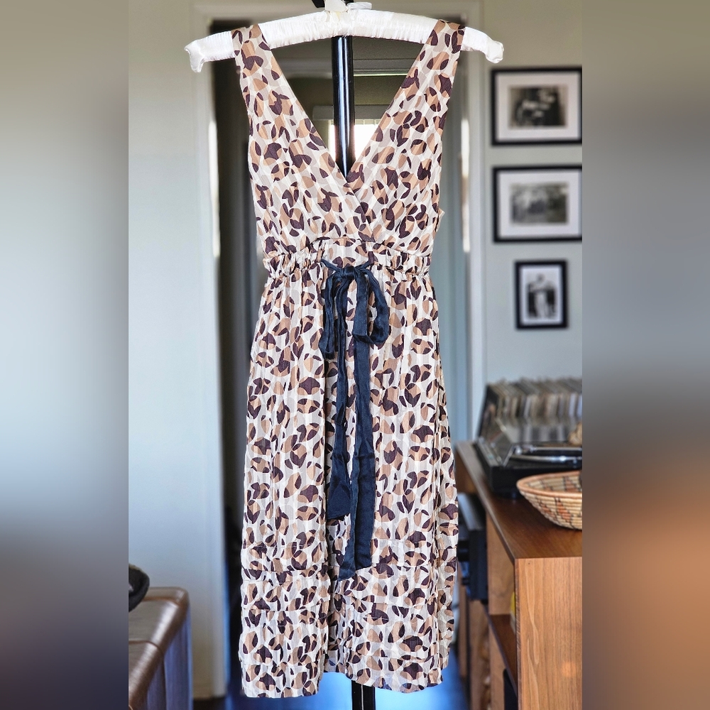 BCBG MaxAzria Leopard Print Silk Babydoll Dress